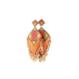 Latido - 11139PE-010 – Pendientes naranja (14 cm. de largo) con cierre de tuerca a presión