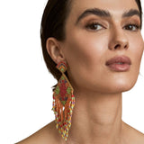 Latido - 11139PE-010 – Pendientes naranja (14 cm. de largo) con cierre de tuerca a presión