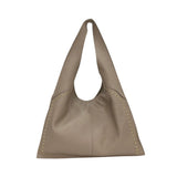 Martina K - 113-6150-4 – Bolso hobo color topo de piel grabada con tachuelas (47*31*8 cm)