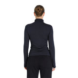 Free/Quent - Liana 116610-Negro - Camiseta negra de manga larga con cuello alto - Mujer