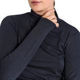 Free/Quent - Liana 116610-Negro - Camiseta negra de manga larga con cuello alto - Mujer