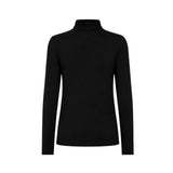 Free/Quent - Liana 116610-Negro - Camiseta negra de manga larga con cuello alto - Mujer