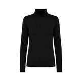Free/Quent - Liana 116610-Negro - Camiseta negra de manga larga con cuello alto - Mujer
