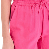 Free/Quent – Lava 122503-9879 – Pantalones cortos fucsia marino de lino y viscosa con cintura elástica - Mujer