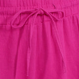 Free/Quent – Lava 122503-9879 – Pantalones cortos fucsia marino de lino y viscosa con cintura elástica - Mujer