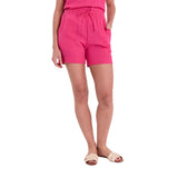 Free/Quent – Lava 122503-9879 – Pantalones cortos fucsia marino de lino y viscosa con cintura elástica - Mujer