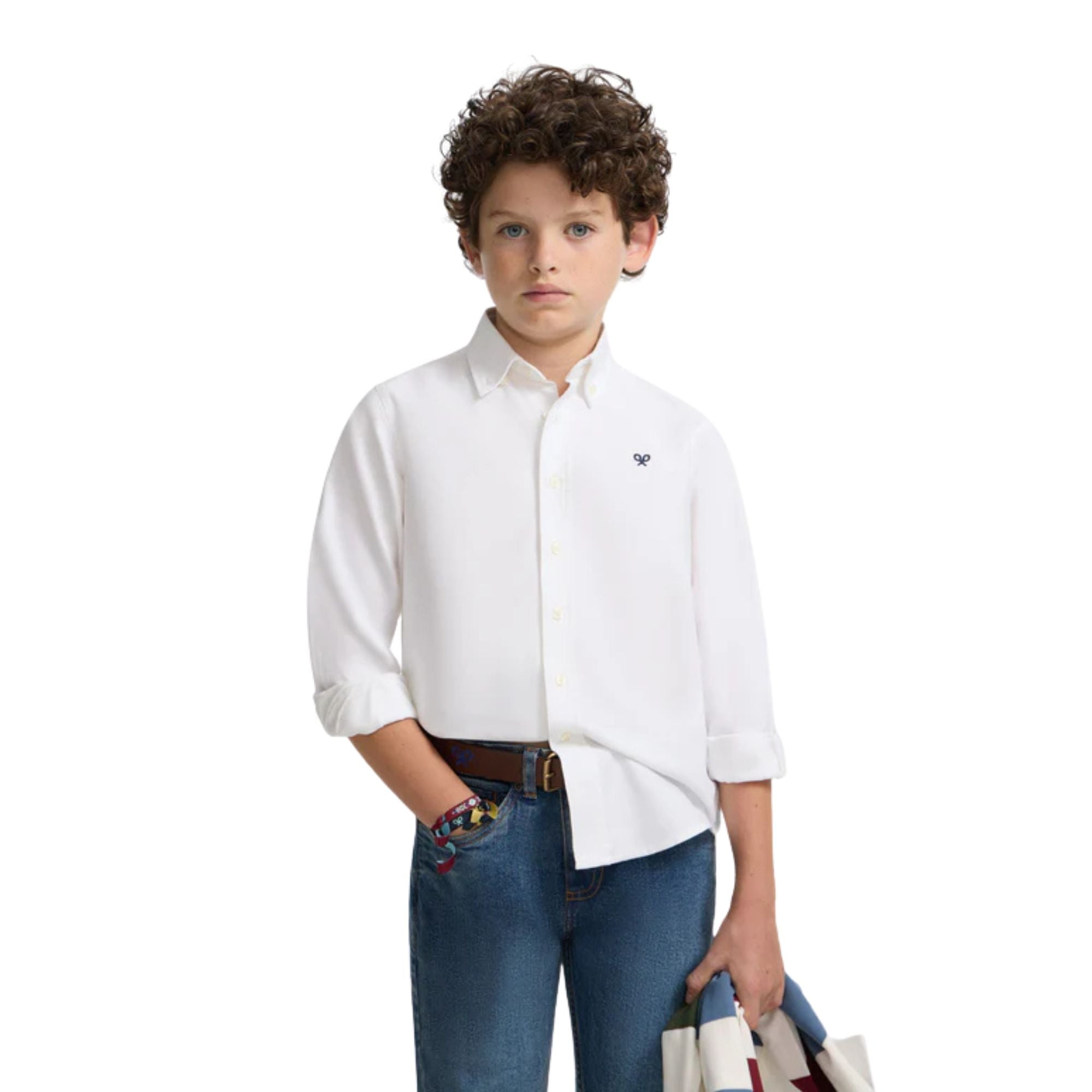 Camisa blanca niño Silbon Sport Kids de algodón sostenible Konestilochic