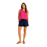 Free/Quent - 124867-9879 – Top fucsia sin mangas de lino y viscosa con botones decorativos en la espalda - Mujer