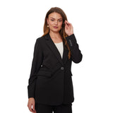 Free/Quent - Nanni 126724-Negro - Blazer negra de corte recto con abertura en la espalda - Mujer