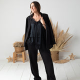 Free/Quent - Nanni 126724-Negro - Blazer negra de corte recto con abertura en la espalda - Mujer