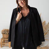 Free/Quent - Nanni 126724-Negro - Blazer negra de corte recto con abertura en la espalda - Mujer