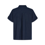 Free/Quent – Lava 127109-7011 – Camisa azul marino de manga corta de lino y viscosa - Mujer