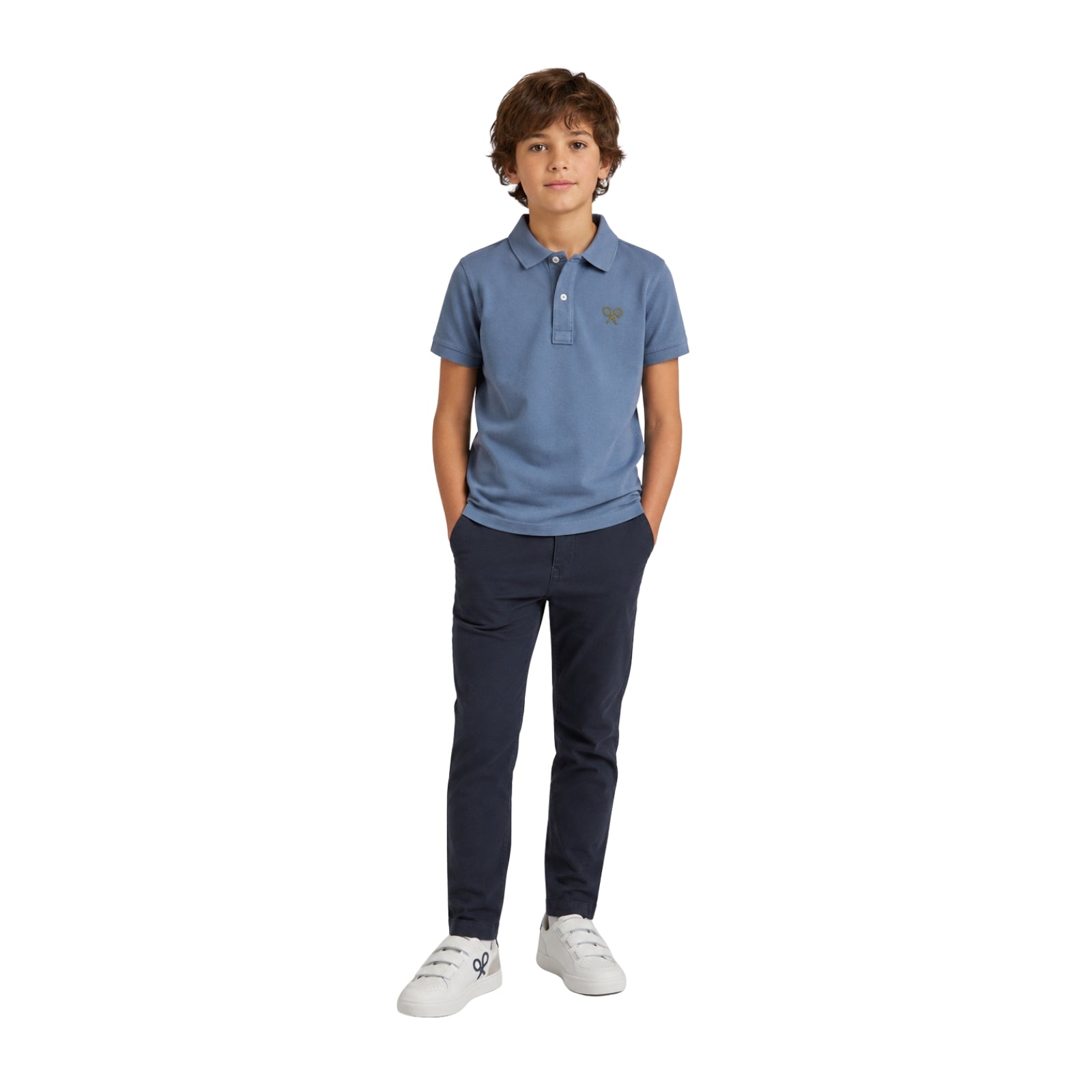 Polo azul Silbon de manga corta 100% algodón para niño | Konestilochic