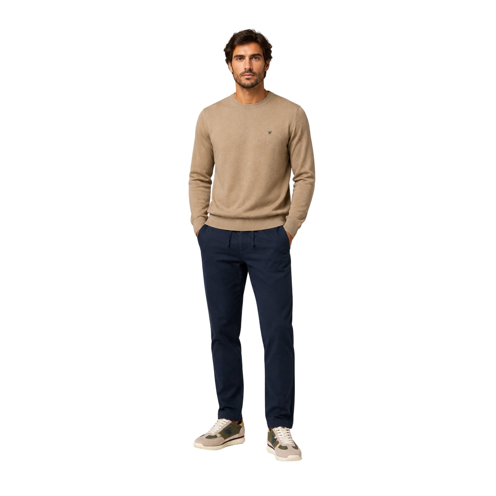 Jersey beige de hombre Silbon en algodón BCI y cashmere Konestilochic