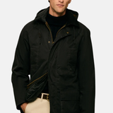 Silbon – 133673 – Abrigo clásico encerado de corte recto con capucha desmontable - Hombre