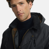 Silbon – 133673 – Abrigo clásico encerado de corte recto con capucha desmontable - Hombre