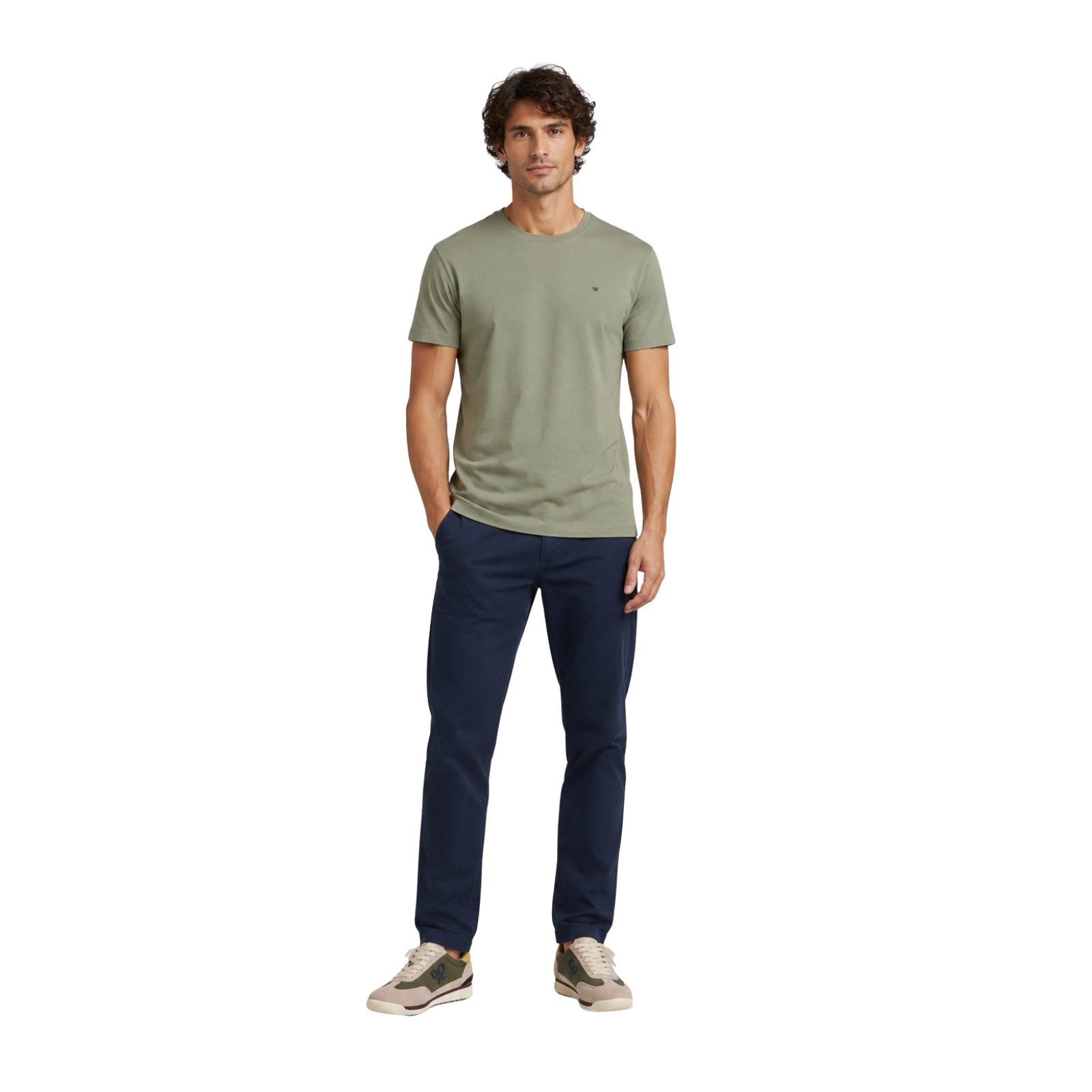 Camiseta verde oliva Silbon de algodón para hombre | Konestilochic