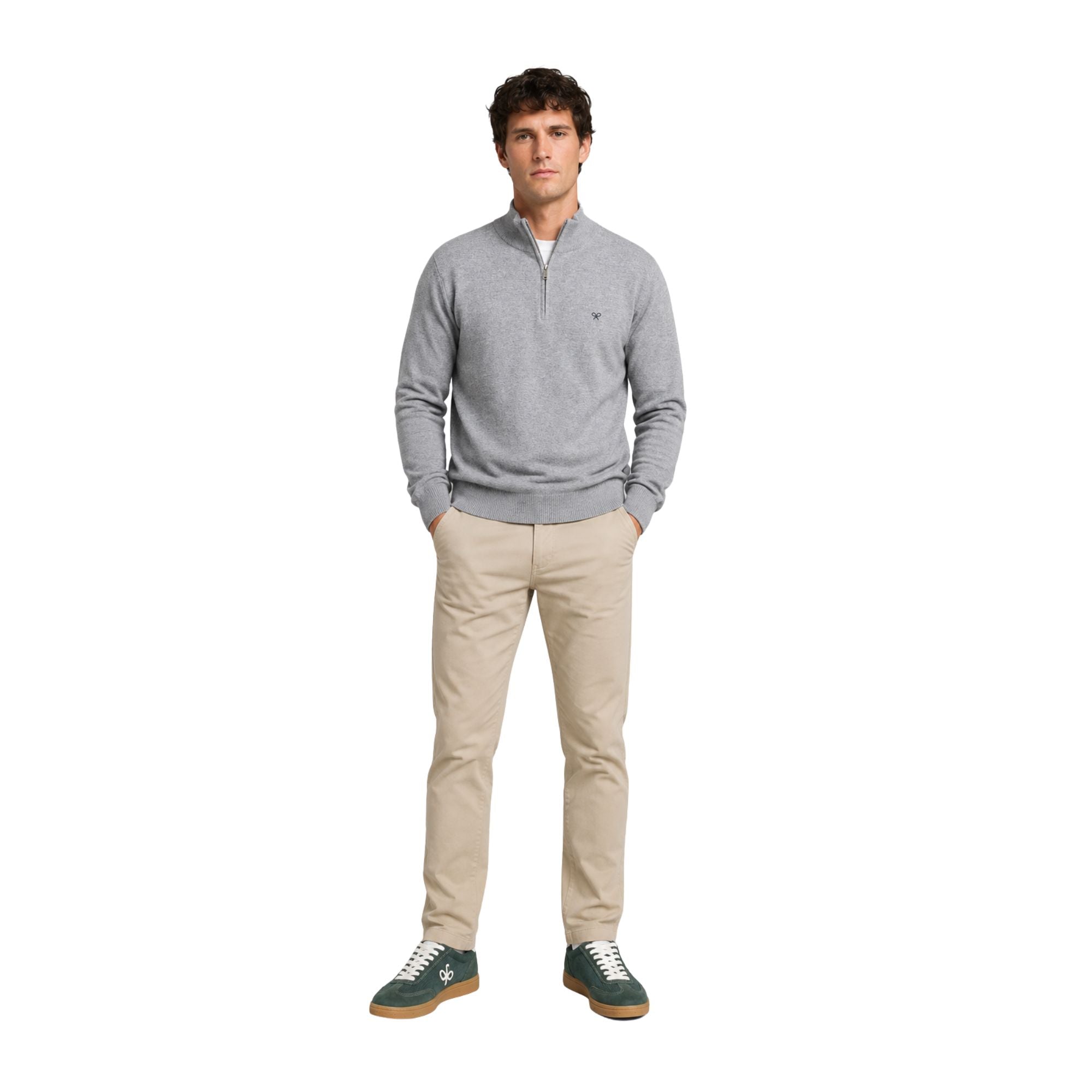 Jersey gris de hombre Silbon con cremallera y cuello alto