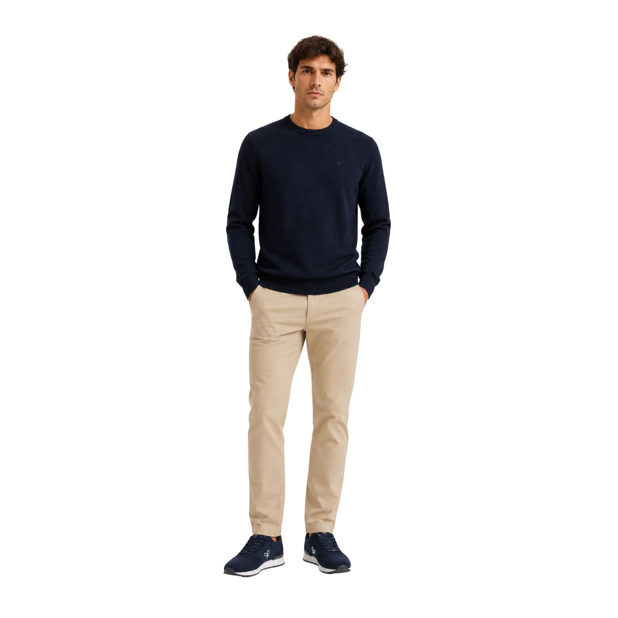 Jersey azul marino de rombos para hombre - Silbon | Konestilochic