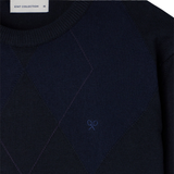 Silbon – 134239 – Jersey de cuello redondo con rombos estampados y logo bordado 30% lana - Hombre