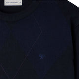 Silbon – 134239 – Jersey de cuello redondo con rombos estampados y logo bordado 30% lana - Hombre