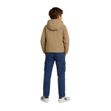 Silbon – 134282 – Abrigo de corte recto con capucha, bolsillos delanteros e interior de borreguito – Unisex niños