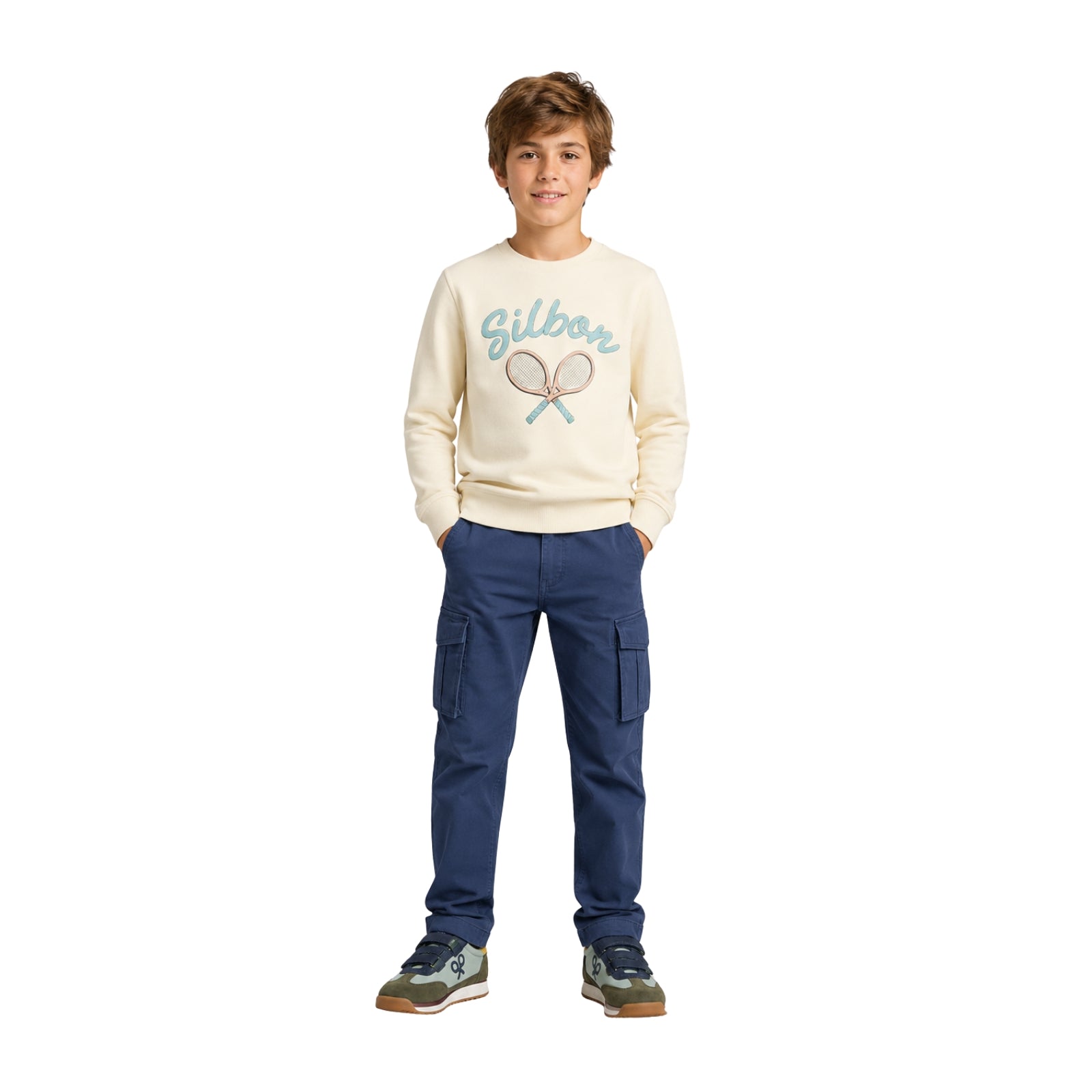 Sudadera blanca Silbon unisex para niños – 100% algodón Konestilochic