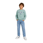 Sudadera azul verdoso para niño Silbon con estampado alegre Konestilochic