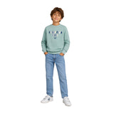 Sudadera azul verdoso para niño Silbon con estampado alegre Konestilochic