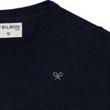 Silbon – 134816 – Jersey de cuello redondo de algodón BCI y cahsmere con logo bordado - Niño