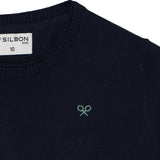 Silbon – 134816 – Jersey de cuello redondo de algodón BCI y cahsmere con logo bordado - Niño