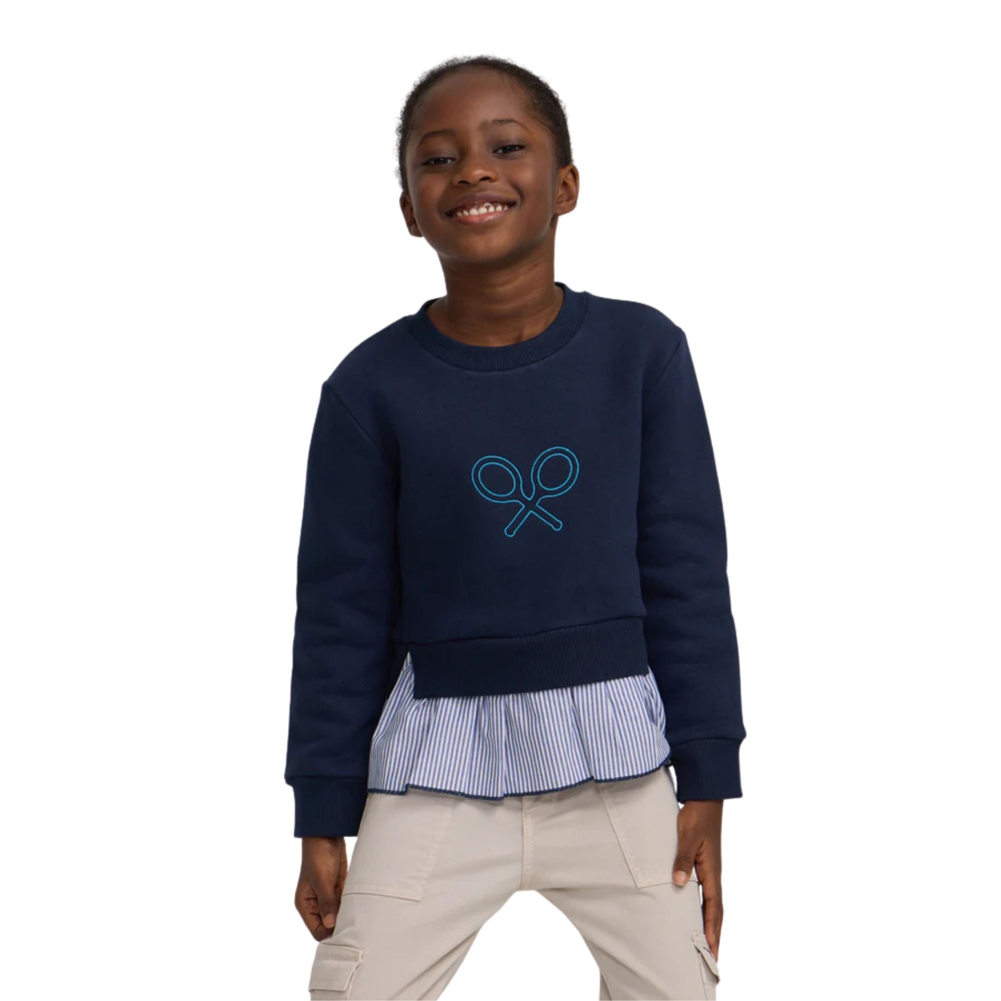 Sudadera azul marino para niña Silbon con detalle camisero Konestilochic