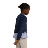 Silbon – 135237 – Sudadera con combinada con volante camisero con bordado frontal - Niña