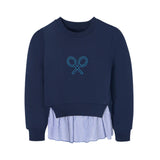 Silbon – 135237 – Sudadera con combinada con volante camisero con bordado frontal - Niña