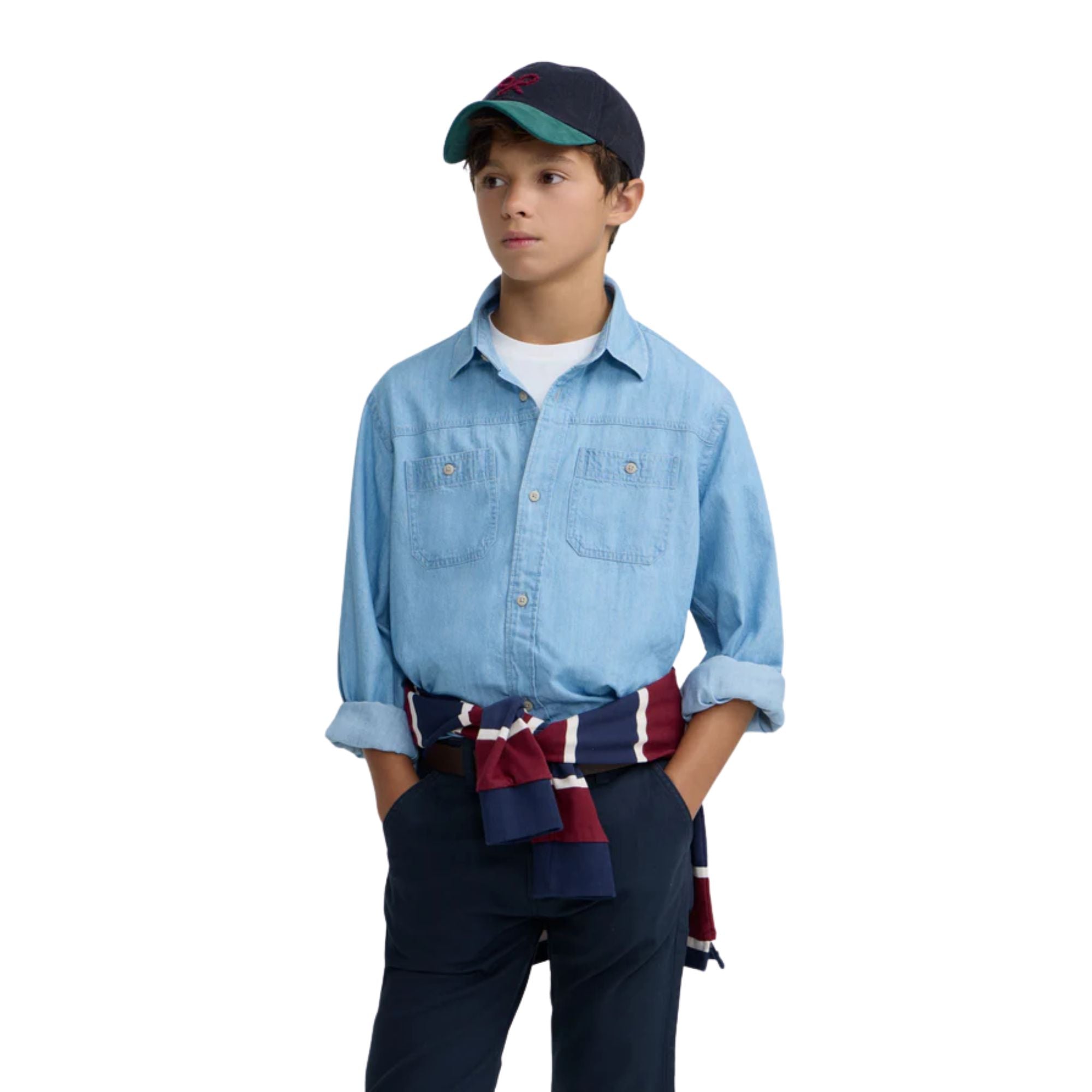 Camisa azul claro Silbon para niño de algodón sostenible Konestilochic