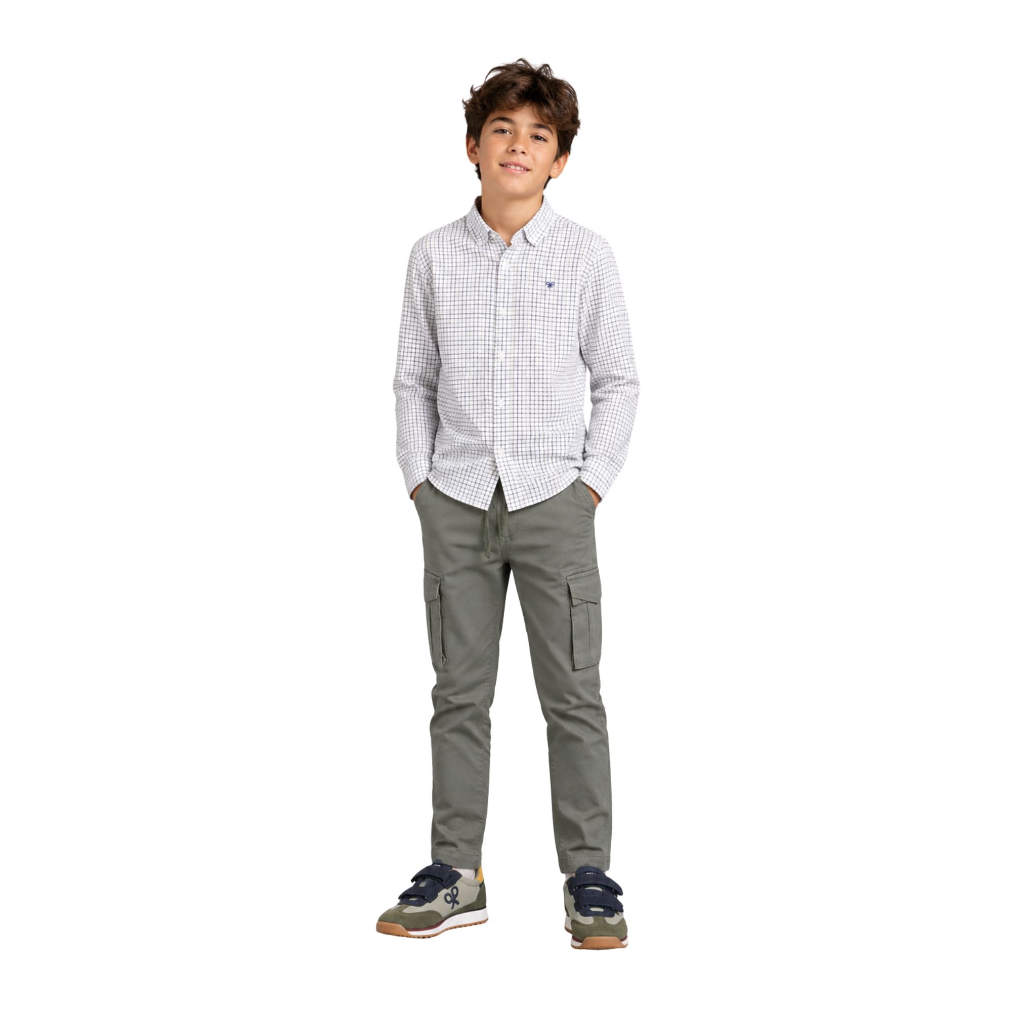Camisa azul de cuadros para niño Silbon – 100% algodón BCI