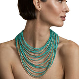 Latido - 15000CO-006 – Collar múltiple azul turquesa de resina