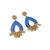 Latido - 15100PE-006 – Pendientes azules con bordado artesanal (7 cm. de largo)