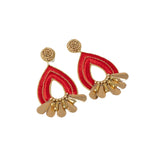 Latido - 15100PE-007 – Pendientes rojos con bordado artesanal (7 cm. de largo)