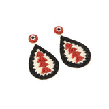 Latido - 15116PE-007 – Pendientes bicolor de resina y rafia con forma de gota