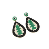 Latido - 15116PE-008 – Pendientes bicolor de resina y rafia con forma de gota