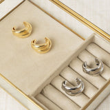 Latido - 15122PE-002 – Pendientes dorados de doble aro de 3 cm.