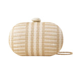 Latido - 15416BO-011 – Bolso clutch blanco ovalado de rafia