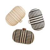 Latido - 15416BO-011 – Bolso clutch blanco ovalado de rafia