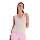 Free/Quent - 201860-2080 – Top con tirantes anchos y escote en V con botones decorativos - Mujer