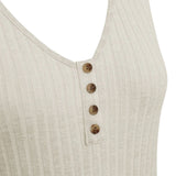 Free/Quent - 201860-2080 – Top con tirantes anchos y escote en V con botones decorativos - Mujer
