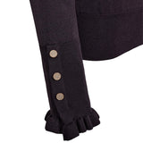 Free/Quent - Katie 205095-Azul noche - Jersey azul noche con volante en cuello y puños - Mujer