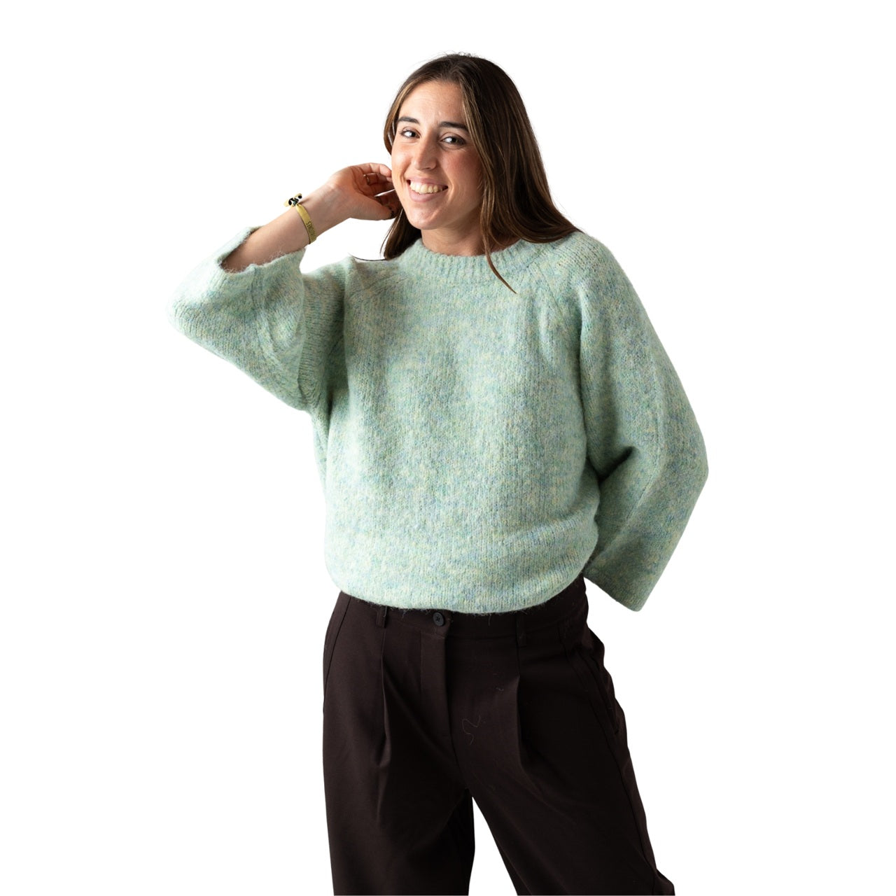 Jersey verde lana manga 3/4 mujer FreeQuent | Konestilochic