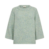 Free/Quent - Lulu 205507-Verde - Jersey verde claro jaspeado de lana con mangas ¾ - Mujer