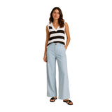 Free/Quent – Vicki 207994-1185 – Chaleco de punto con estampado blanco y marrón de rayas - Mujer